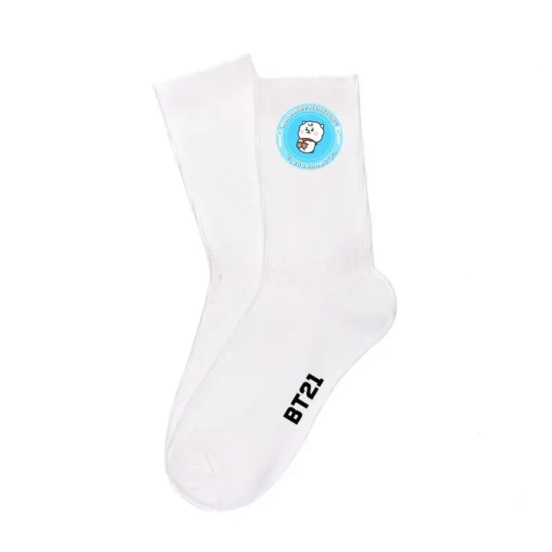 3 Pairs Anime Cartoon Bt21 Cooky Chimmy Tata Printed Cotton Socks Autumn Winter New Women's Printed Stockings Socks Warm Socks