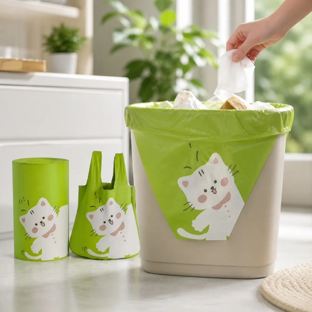 Trash Bags Multi Printed Drawstring60 Bags for Home Kitchen Bathroom Office Waste Baskets Bin Liners Daily Cleaning Trash Bags