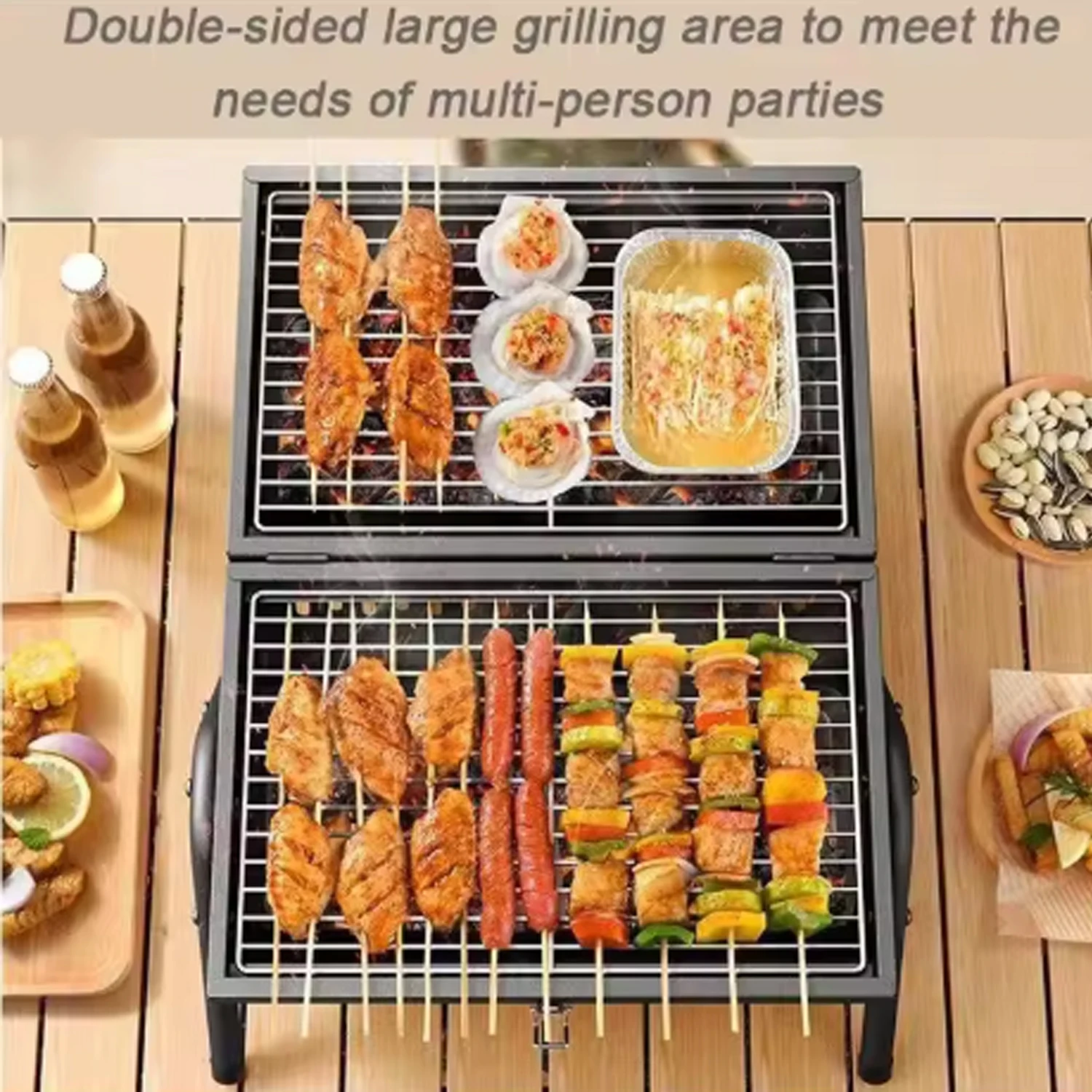 

Портативный угольный гриль, настольный уличный барбекю, курильщик, небольшой гриль-барбекю для приготовления пищи на открытом воздухе, заднего двора, кемпинга, пикников, пляжа