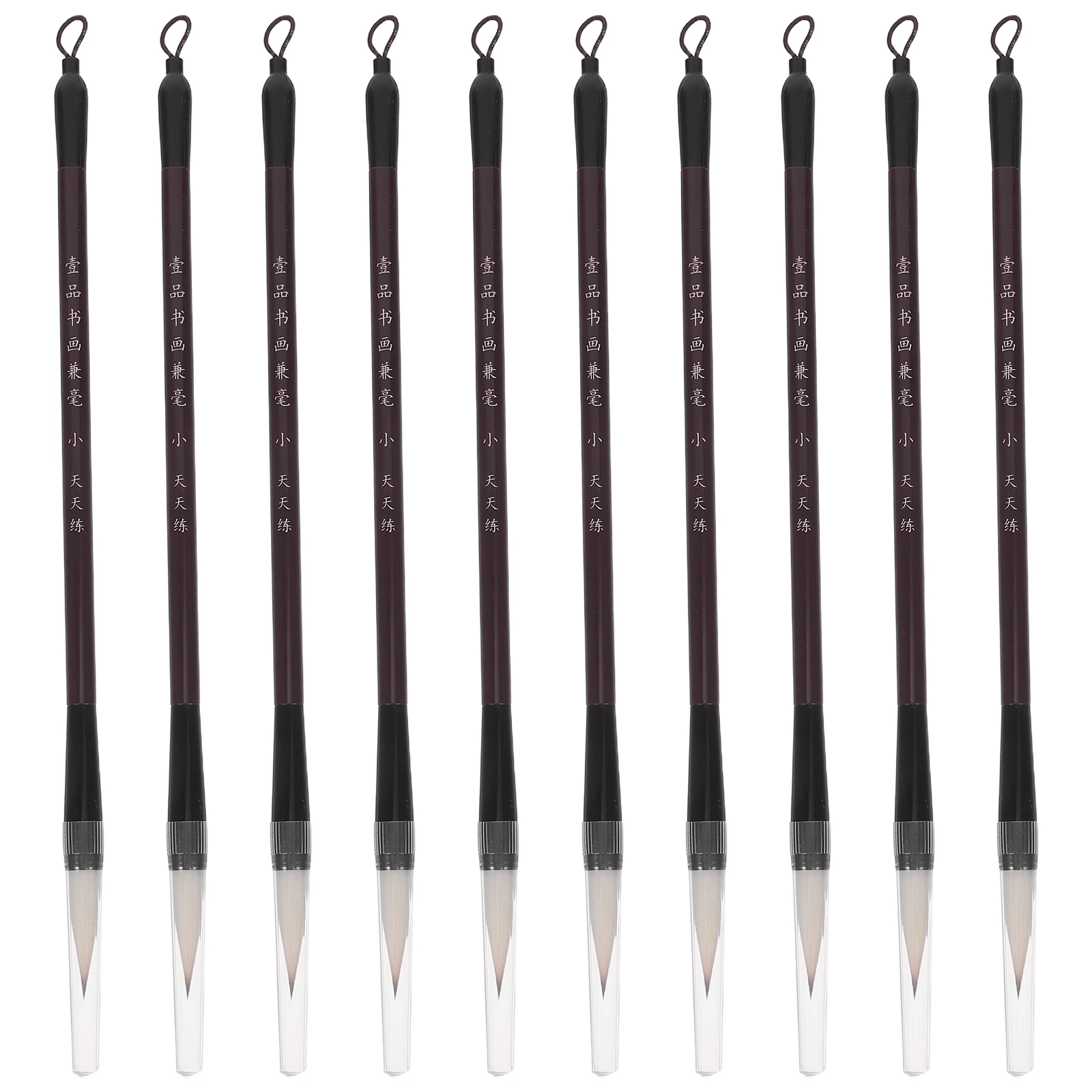 

10Pcs Chinese Calligraphy Brush Set Soft Bristles Ergonomic Wood Handle Ideal for Beginners Students Painting Drawing