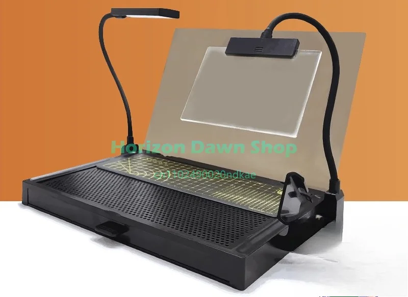 Model Making Workbench LED Light Magnifying Glass Cutting Polishing Dust Removal Kit