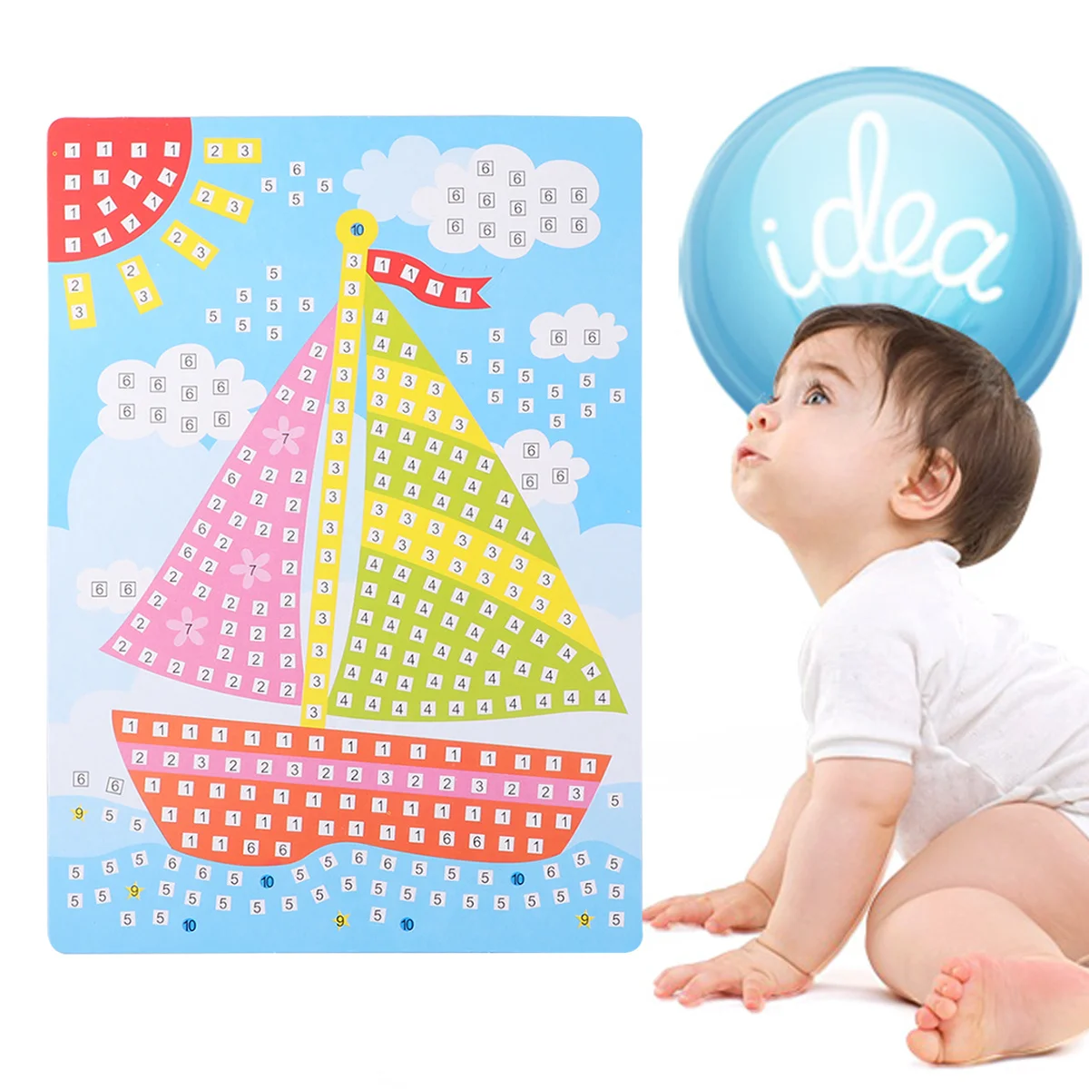 Adesivo mosaico Eva 3D fai da te barca a vela forniture artigianali per bambini adesivo educativo fatto a mano arte per la scuola materna