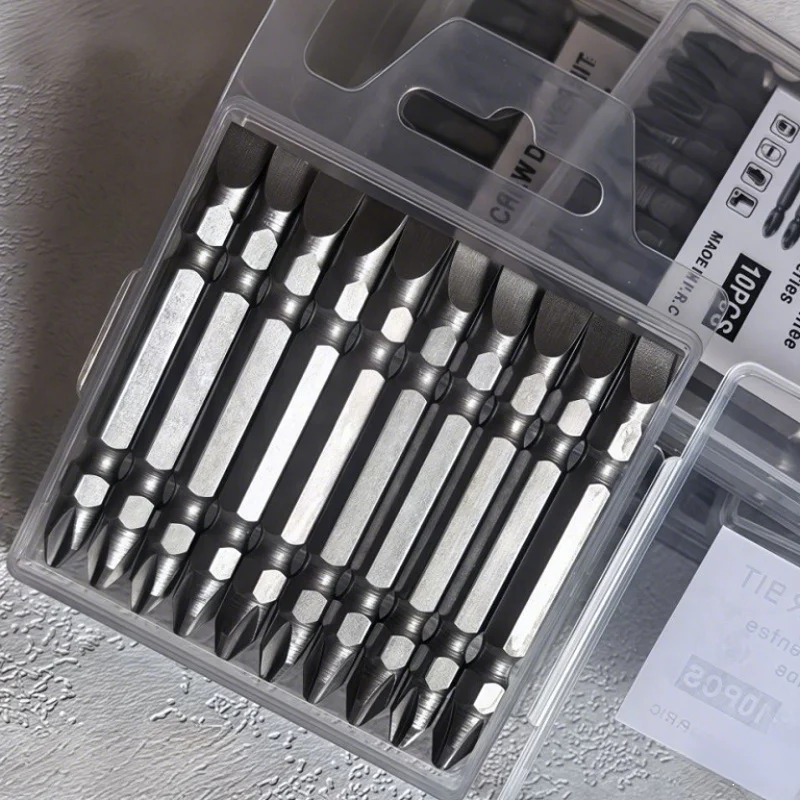 

10-Pack 2-in-1 Magnetic Screwdriver Bits Set | Phillips & Flat Head Dual-Ended Drill Bits | S2 Alloy High Torque Shank Bits for