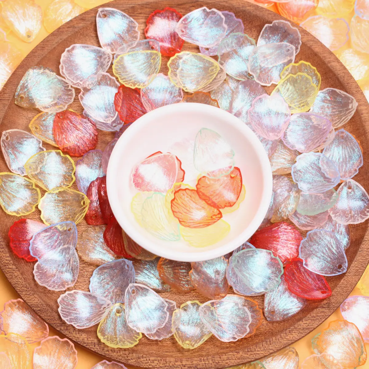 19*23mm 10pcs Acrylic Candy Color Transparent Flower Petal Beads For Jewelry Making DIY Pendant Crafts Handmade Materials