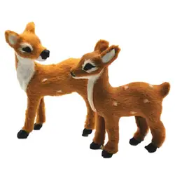 1Pc Simulation Plush Animal Cute Sika Deer Reindeer Xmas Home Decor Standing Ornament Christmas Elk Scene Arrangement Props