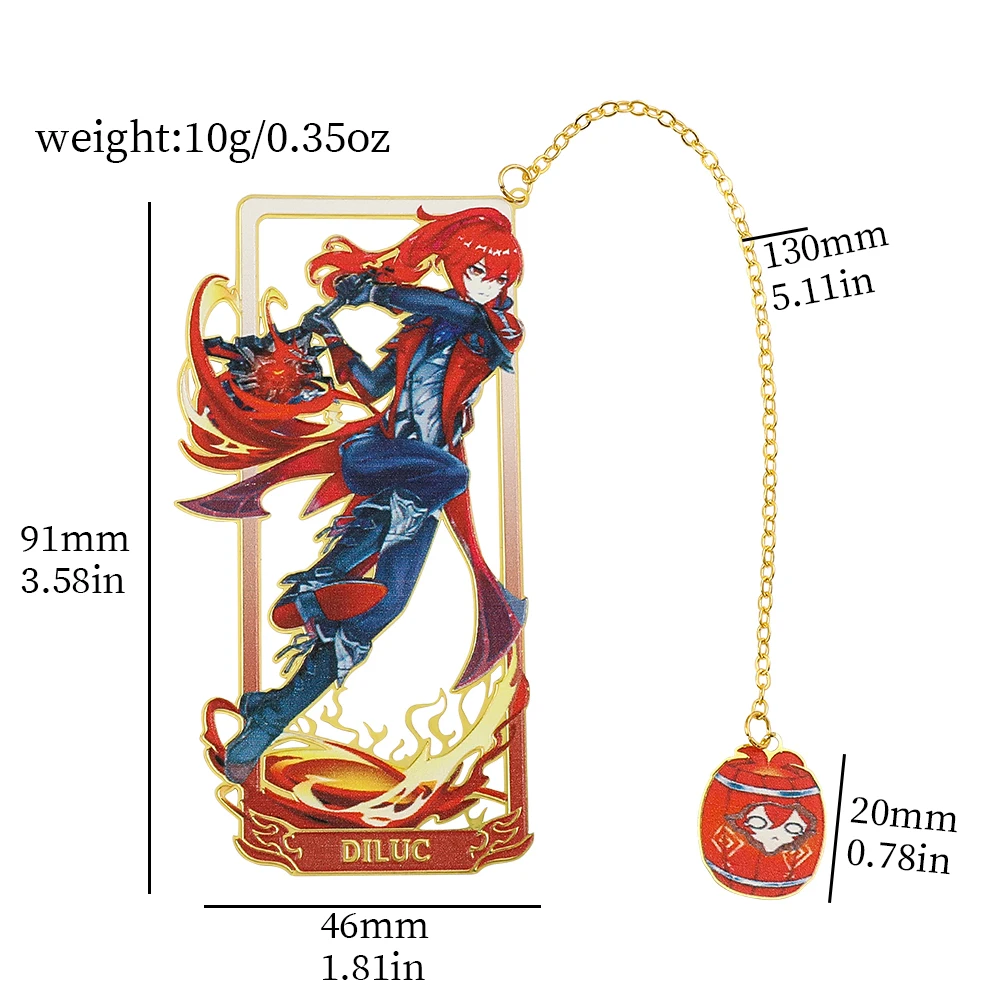 Genshin Impact Klee Metal Bookmarks for Book Cartoon Exquisite Hollow Tassel Bookmark for Anime Cosplay Collection Gifts