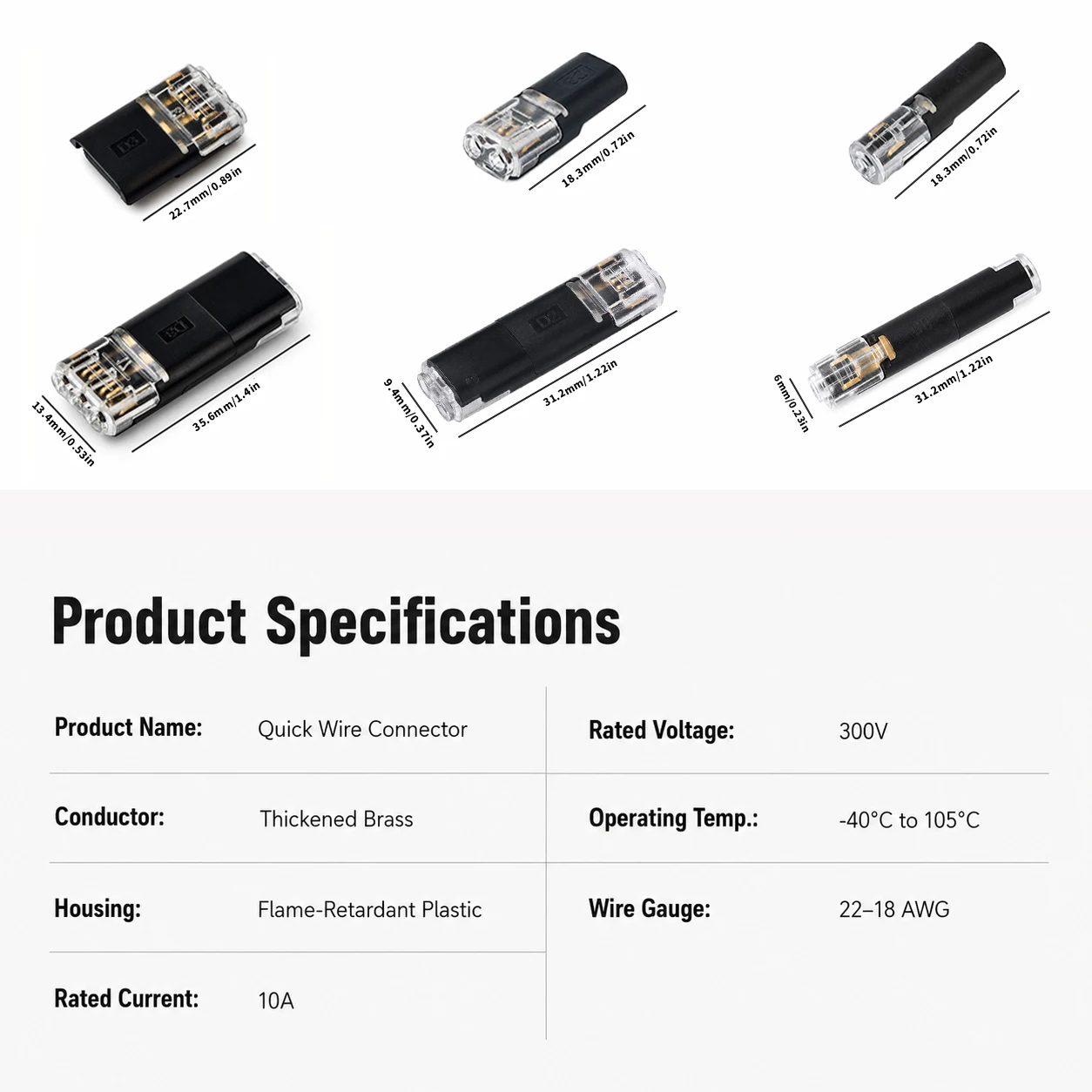80/150 Stück Elektrische Kabelverbinder 1/2/3-polig Ohne Abisolieren Lötfreie Verriegelungs-Kabelverbinder-Sets 22-18AWG 300V 10A Kfz-Verkabelung – Detail 1