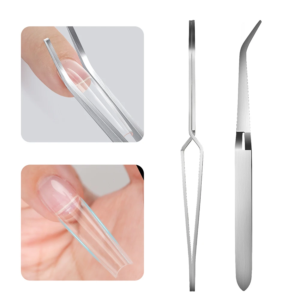 2Pcs Nail Shaping Clips Acrylic UV Gel Tips Sculpture Tweezers Clip Pick-up Nail Art Multi-Functions Nail Pincher Tweezers Tools