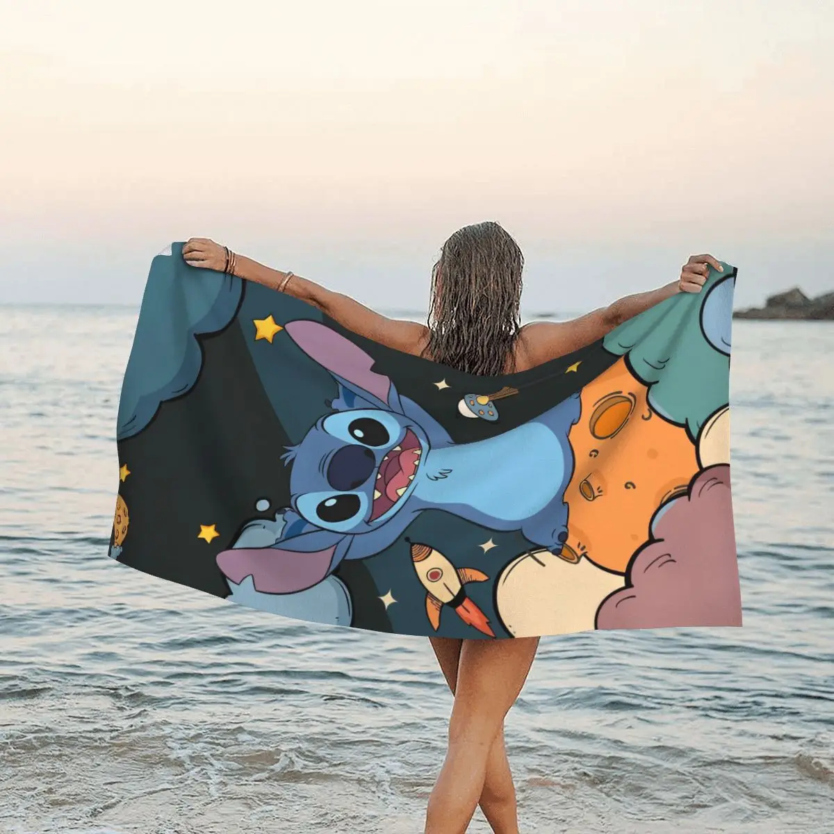 Kawaii Stitch Cartoon Merchandise Sand Free Towel Summer Water Absorbing Towel Sandproof Quick Dry Surf Towels