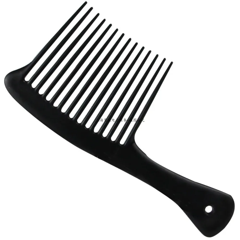 5PCS Black Large Wide Tooth Comb with Hook Handle Hair Loss Reduction Detangling Styling Brush for Salon Dyeing Haircare Tools