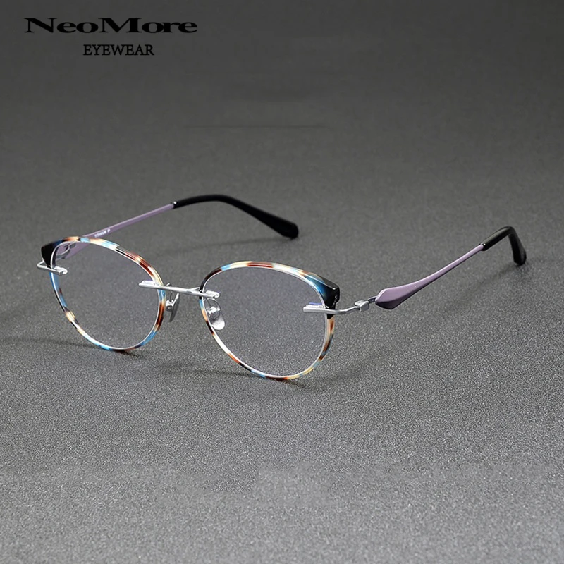 

Fashionable Handmade Retro Titanium Alloy Eyewear Eyeglasses Frameless Cat Eye Glasses Women Prescription Myopia Reading Lentes