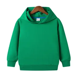 100% Cotton Boys Sweatshirts 2025 Spring Fall New Solid Color Girls Hooded Sweatshirt Children Blank Tops Name Custom Hoodies