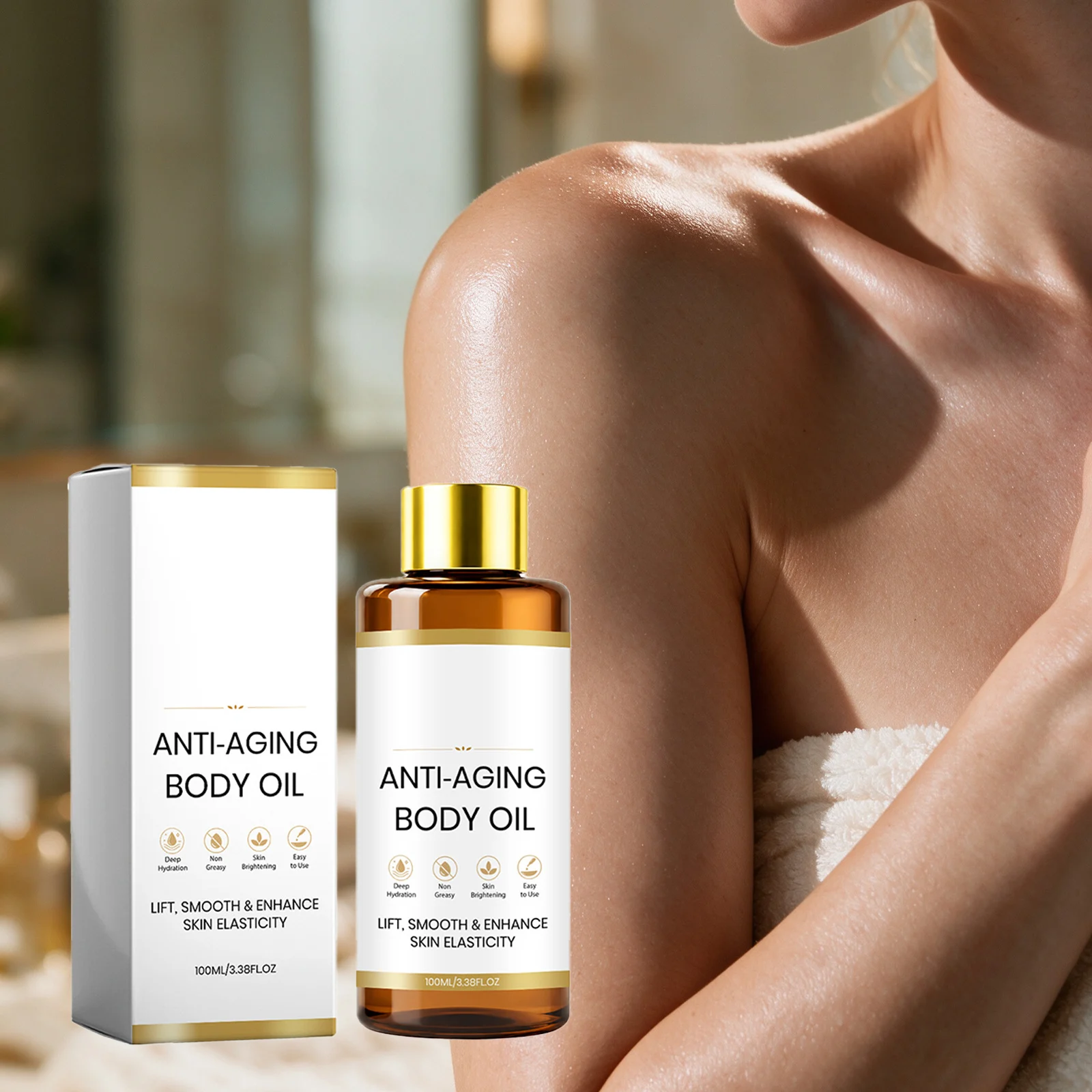 Revitalizing Body Oil Tightening Brightening Lightweight Enhance Skin Elasticity Non Greasy Deep Moisturizing Body Massage Oil