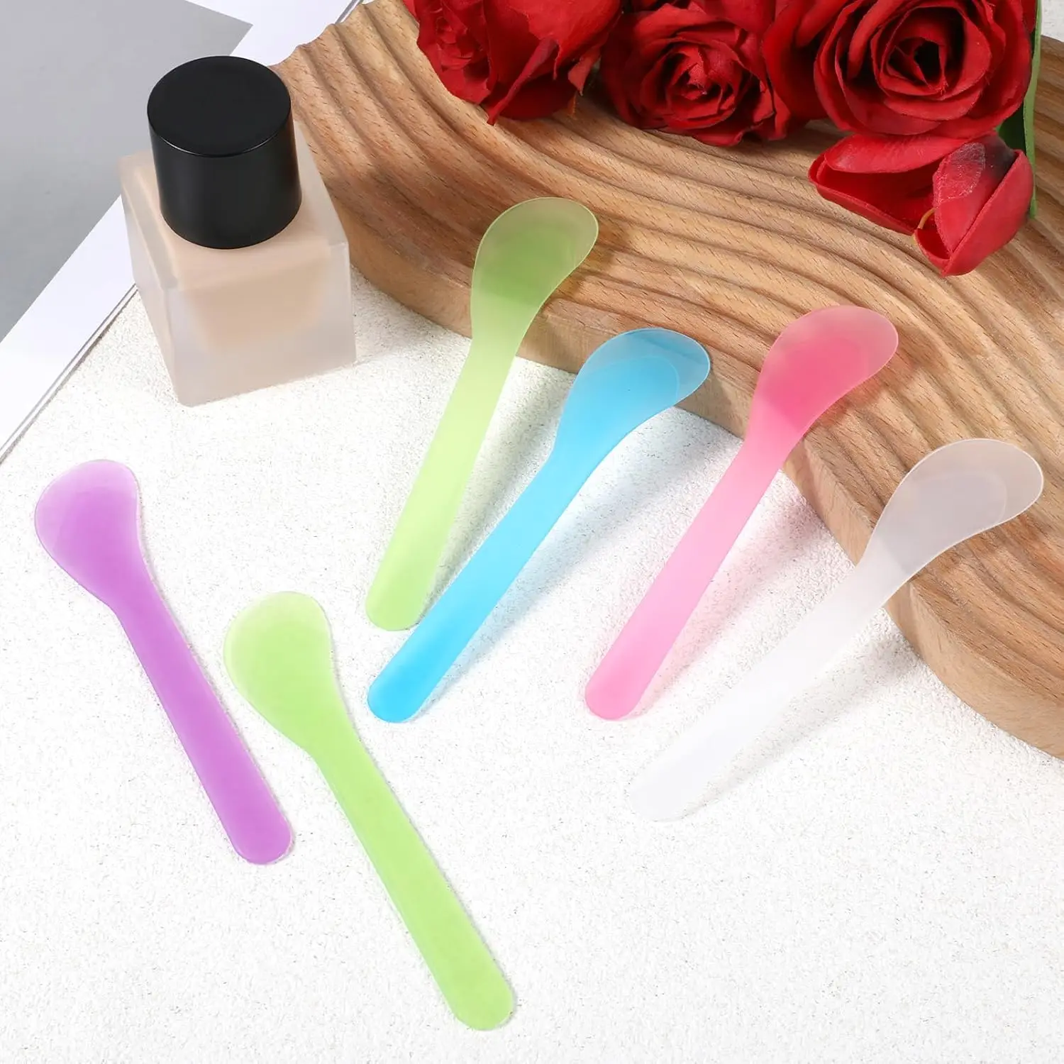 Espátula cosmética desechable, herramientas de maquillaje de plástico, cuchara, máscara, crema Facial, cuchara para bricolaje y muestreo (Color aleatorio), 10 Uds.