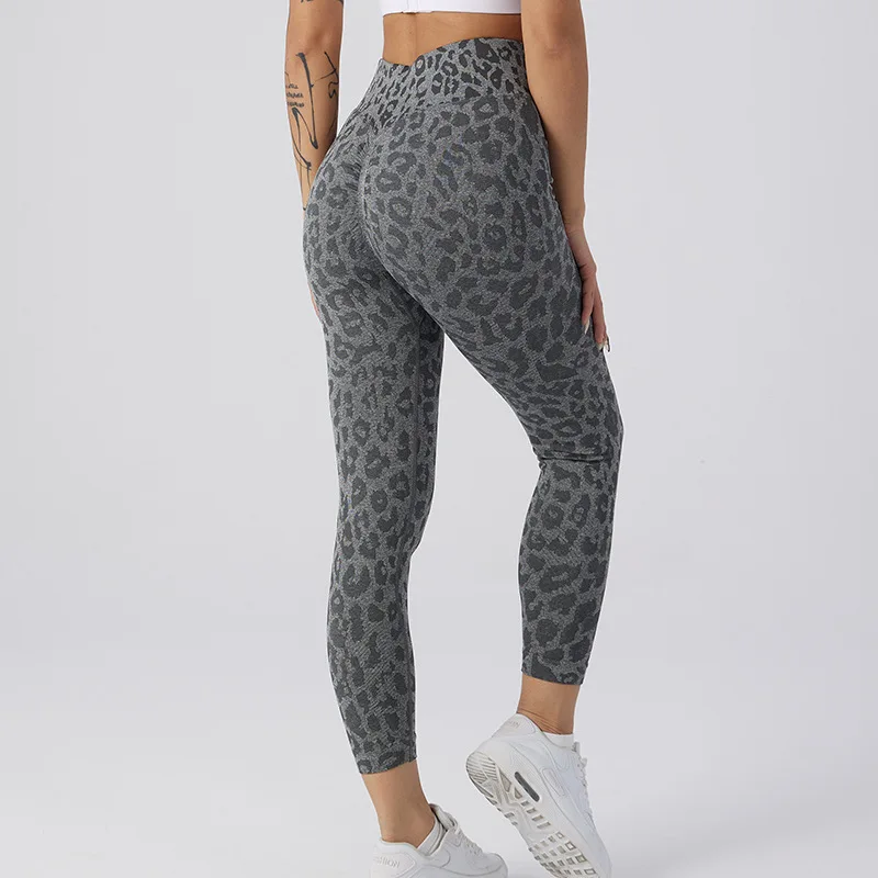 Leopard Print Butt-Lift Fitness Leggings High-Waist Yoga Pants Running Seamless Sportswear Workout Set Leggins Mujer Fitness