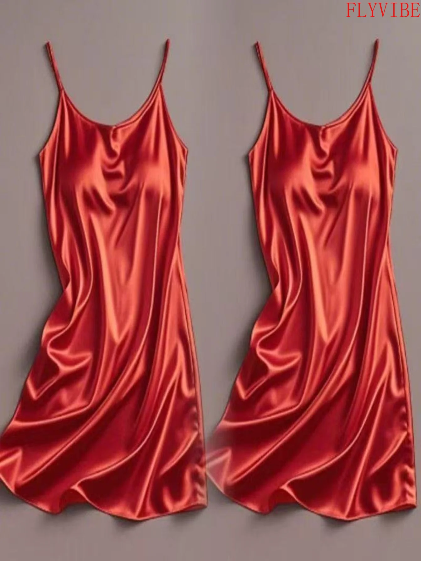 Women 2Pcs Summer Ice Nightgown Built-in Bra Thin Faux Sexy Slip Dress 2026 New Home Loungewear Pajamas Sleepwear