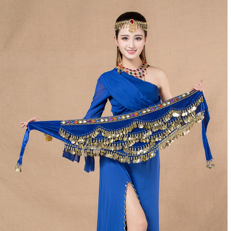 

Women Belly Dance Waist Chain Hip Scarf Belly Dance Color Rig Shape Coins Belt Dancing Waist Belt 11 Colors for Your Choice