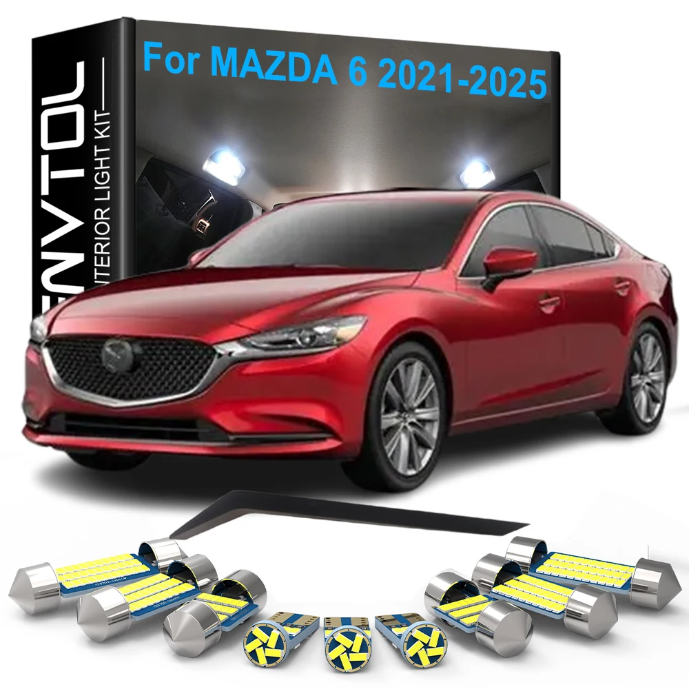 

10 шт. комплект автомобильных светодиодных внутренних фонарей Canbus для Mazda 6 2021 2022 2023 2024 2025 купольное зеркало для чтения багажника