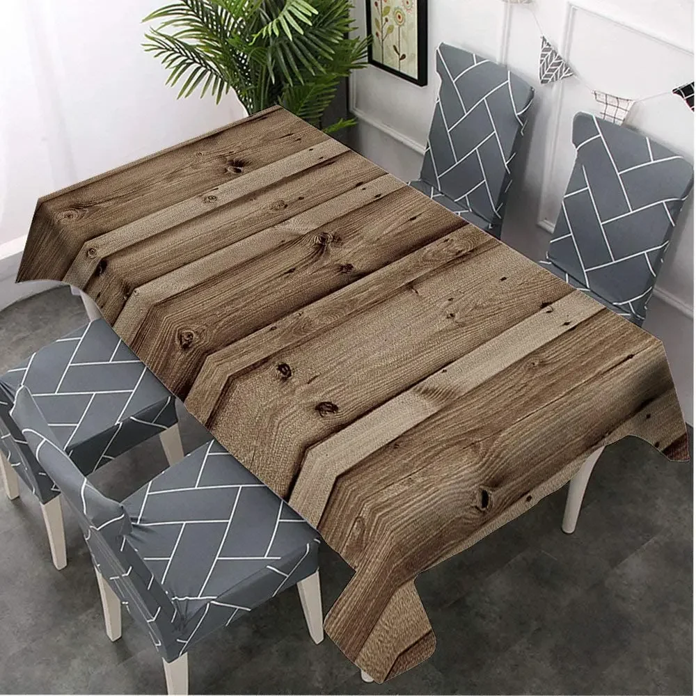 Decorative Rectangle Table Cloths Vintage Rustic Knotty Wood Simple Design Pattern For Dining Bbq Picnic