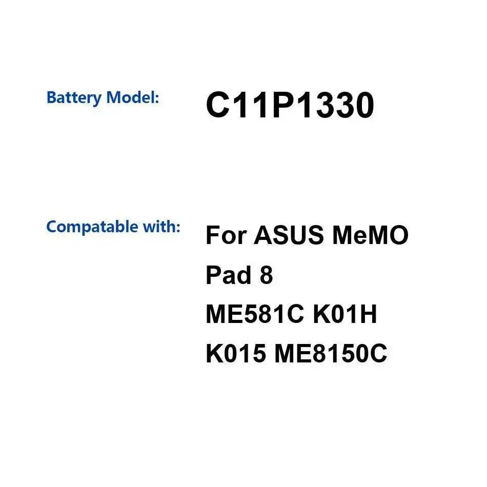 

3948 мАч для Asus Memo Pad 8 ME581C K01H K015 ME8150C C11P1330, аккумулятор для планшета, высокая производительность