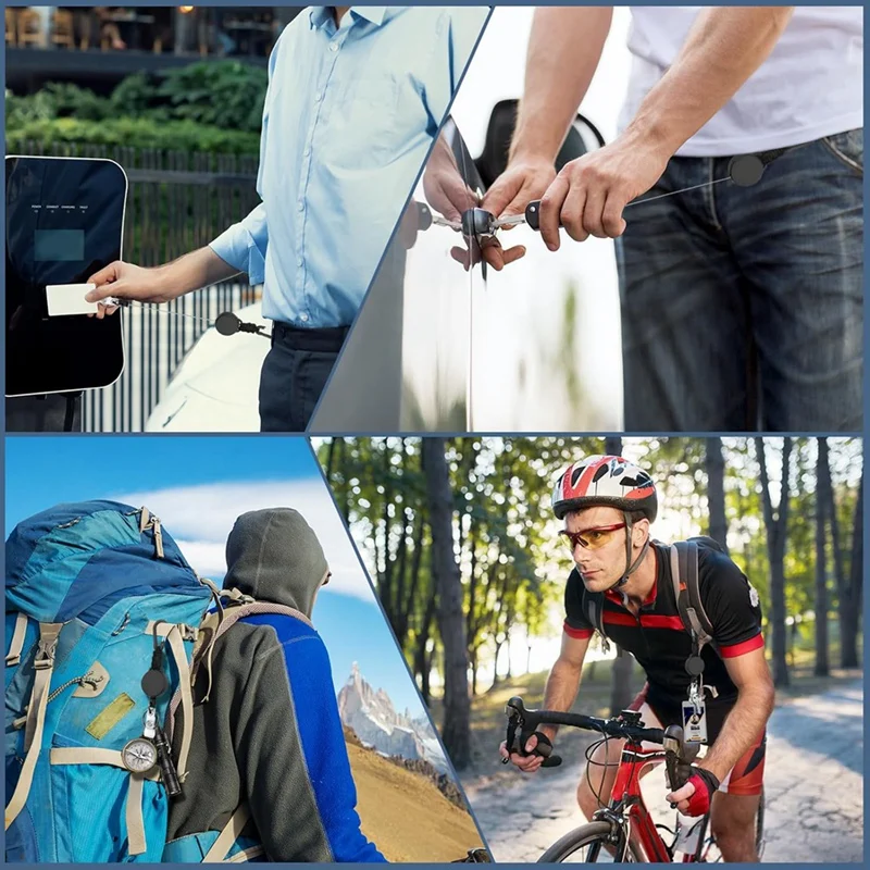 Smart-Retractable Keychain 4 Pack Heavy Duty Key Rings Retractable Lanyard Badge Holder With Steel Cord Carabiner ID Holder