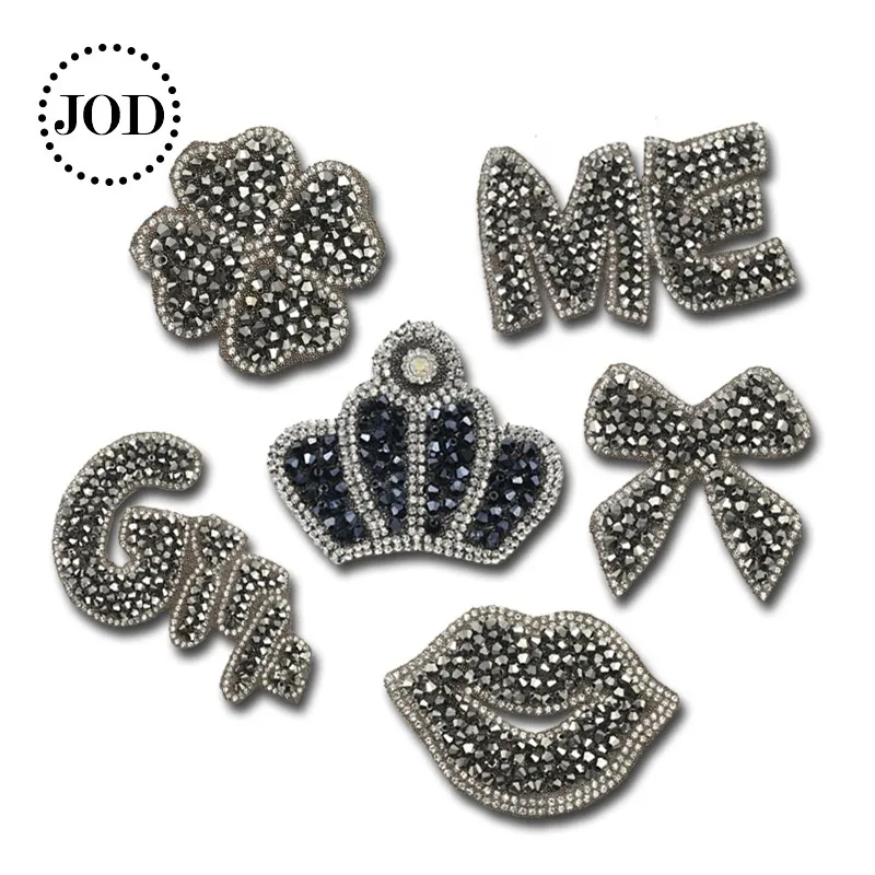 Rhinestone Shine Crown Iron on Patches for Clothing Bead Decorative Clothes Patch Crystal Applique Diamond Sewing Stickers JODc