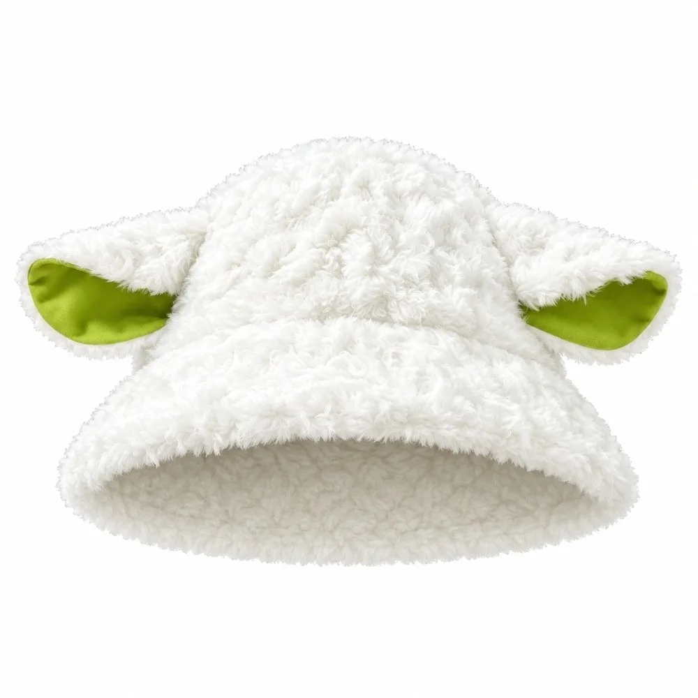 Cute Plush Plush Bucket Hat Fuzzy Soft Sheep Fisherman Hat Warm Fluffy Lamb Ear Hat Winter
