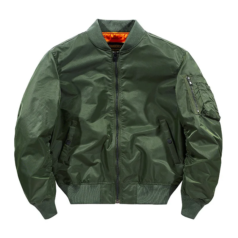 Man Cargo Coat Autumn Winter Street Trend Oversize Men Bomber Jacket Round Neck Long Sleeve Zipper Versatile Male Outerwear
