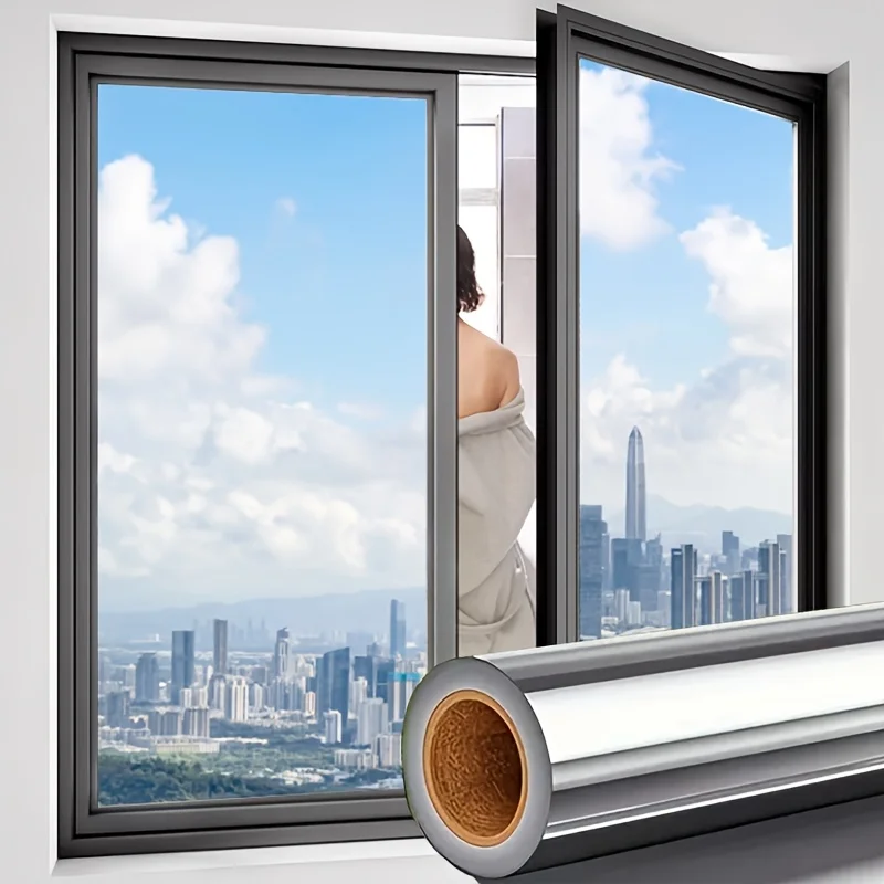 One Way Privacy Window Film Thermal Heat Control Sun Block UV Protection Self Adhesive Removable for Bedroom KitchenOffice Glass