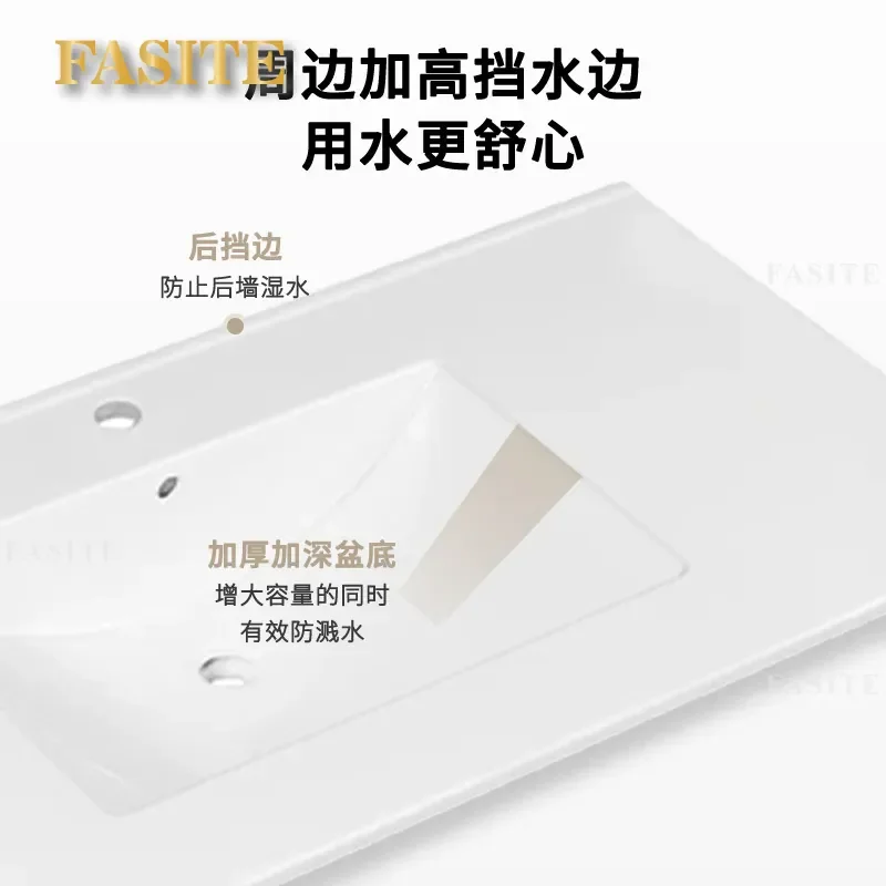 For 56cm Wide Ceramic Integrated Wash Basin Easy to Clean Bathroom Laundry Sink Countertop Basin Modern Home Decor