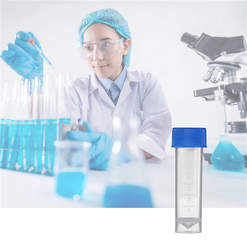 

600Pcs 5Ml Plastic Graduated Vial Storage Container Test Tubes With Screw Caps