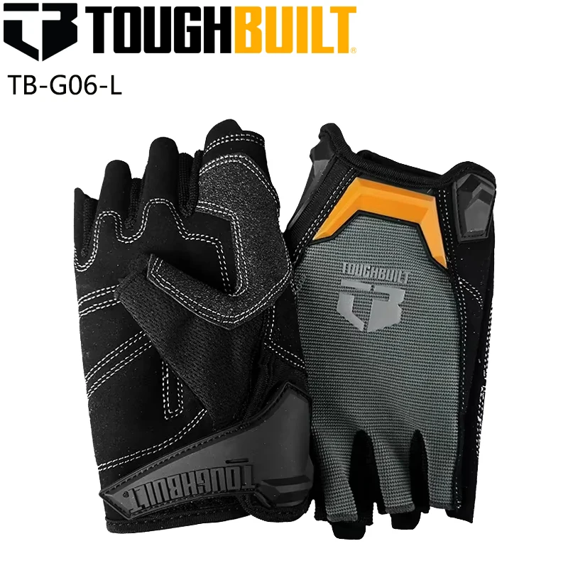 TOUGHBUILT TB-G06-L Ultrafine Fiber Wear-Resisting Half Finger Work Gloves Hand Protection Tool Accessories