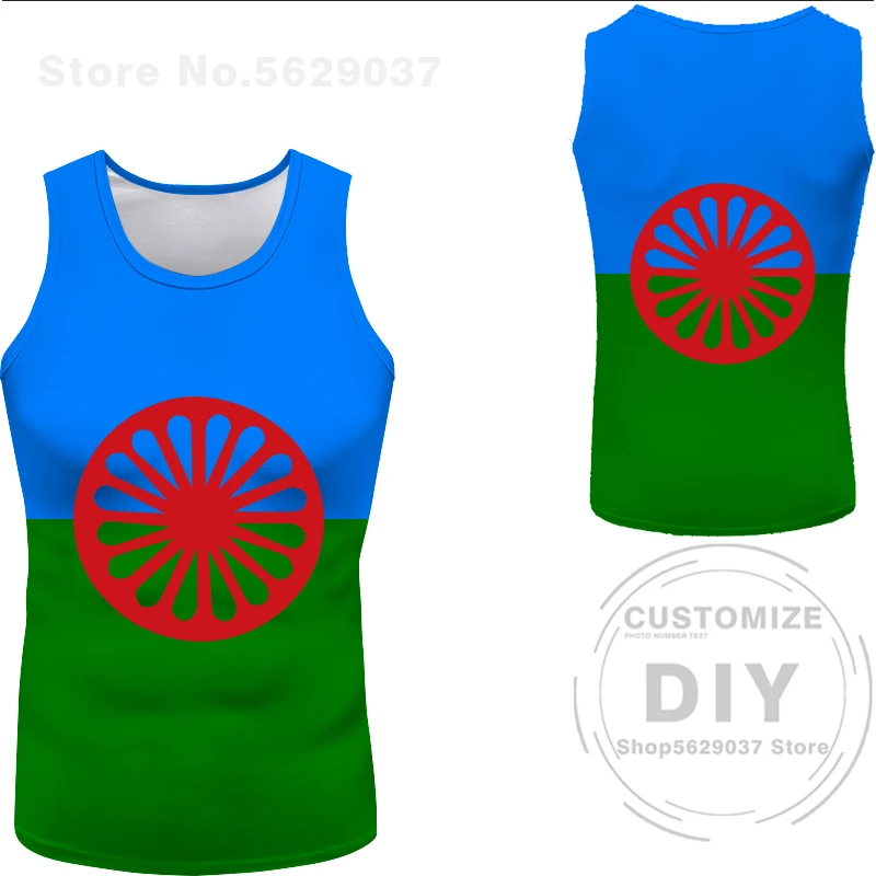 Vest Rom Gypsy Flag Of The Romani People Sleeveless T-shirt Print photo logo clothes customizable image 3