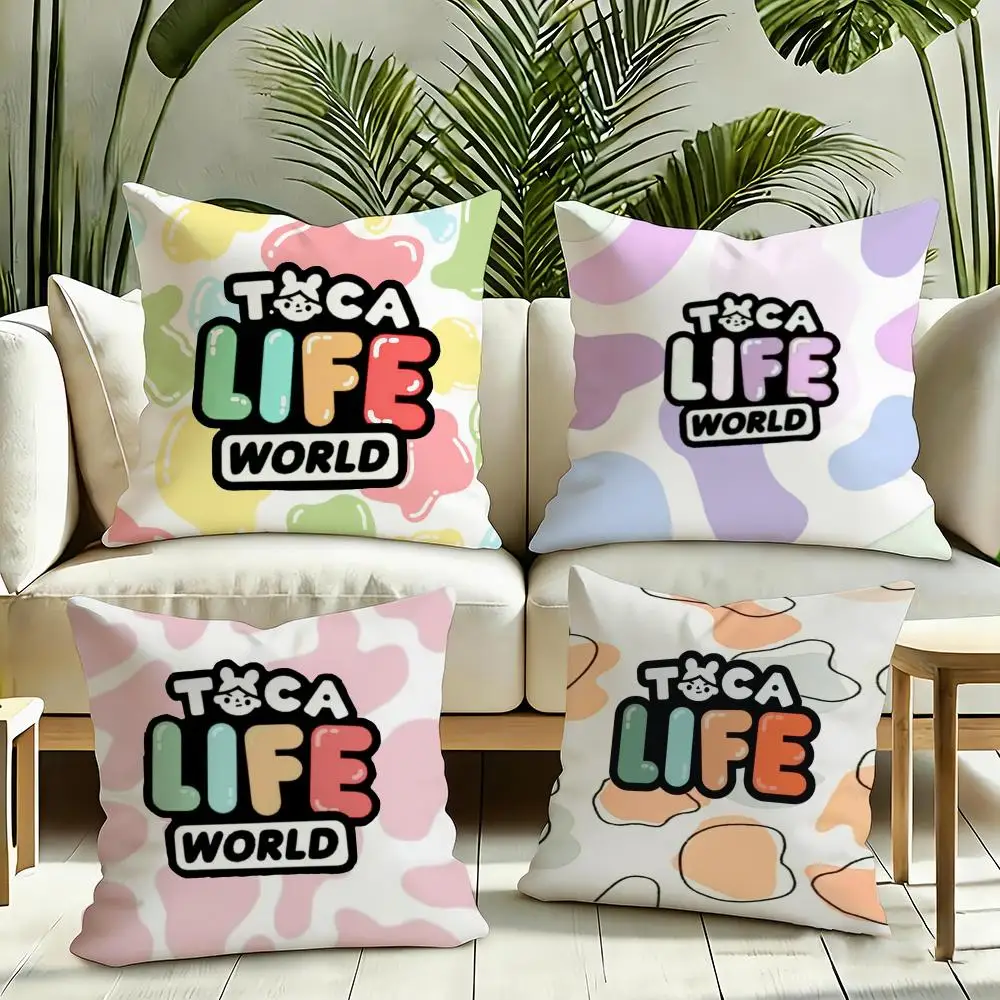 Toca Life World game Cushion Cover Reversible Plush Pillow Cover Soft Fluffy  Home Decor for Sofa Bedroom