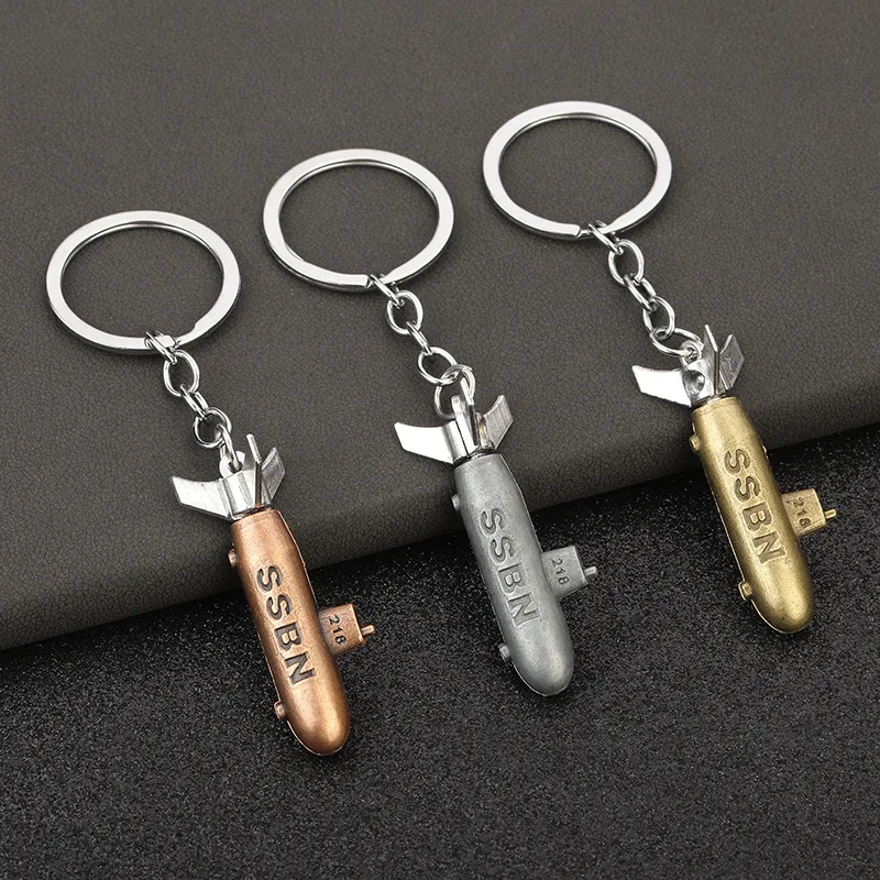 Retro Creative 3D Simulation Submarine Model Keychain Pendant Men's Backpack Key Pendant Pendant Ornaments