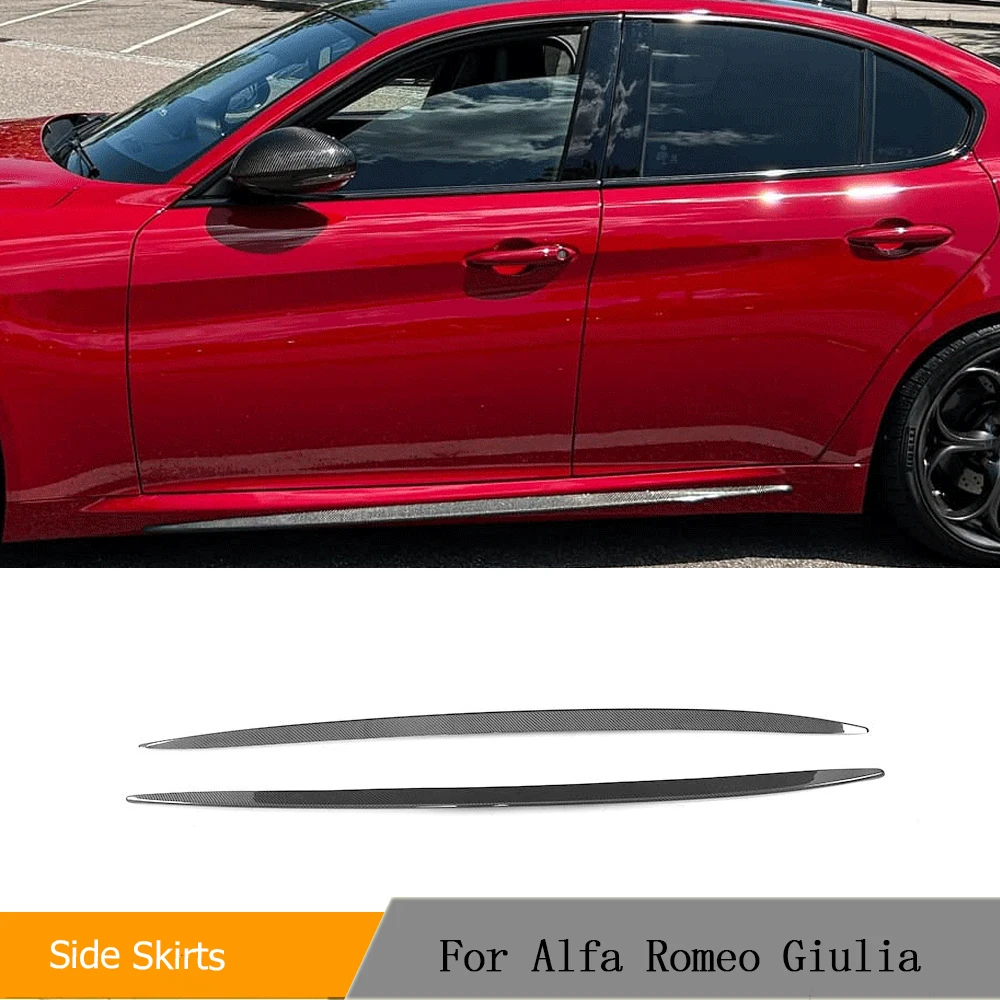 Carbon Fiber / FRP Side Skirts Extension Lip Molding Trim Sticker for Alfa Romeo Giulia Sedan 4-Door 2015-2022 Car Styling