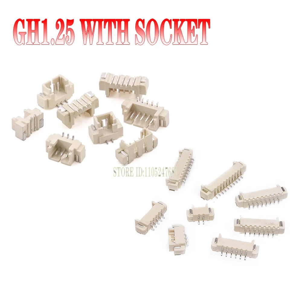 10pcs 1.25 1.25 1.25mm With Lock Connector Socket Pin Header Vertical Horizontal/rit Angle Smd/smt Jst
