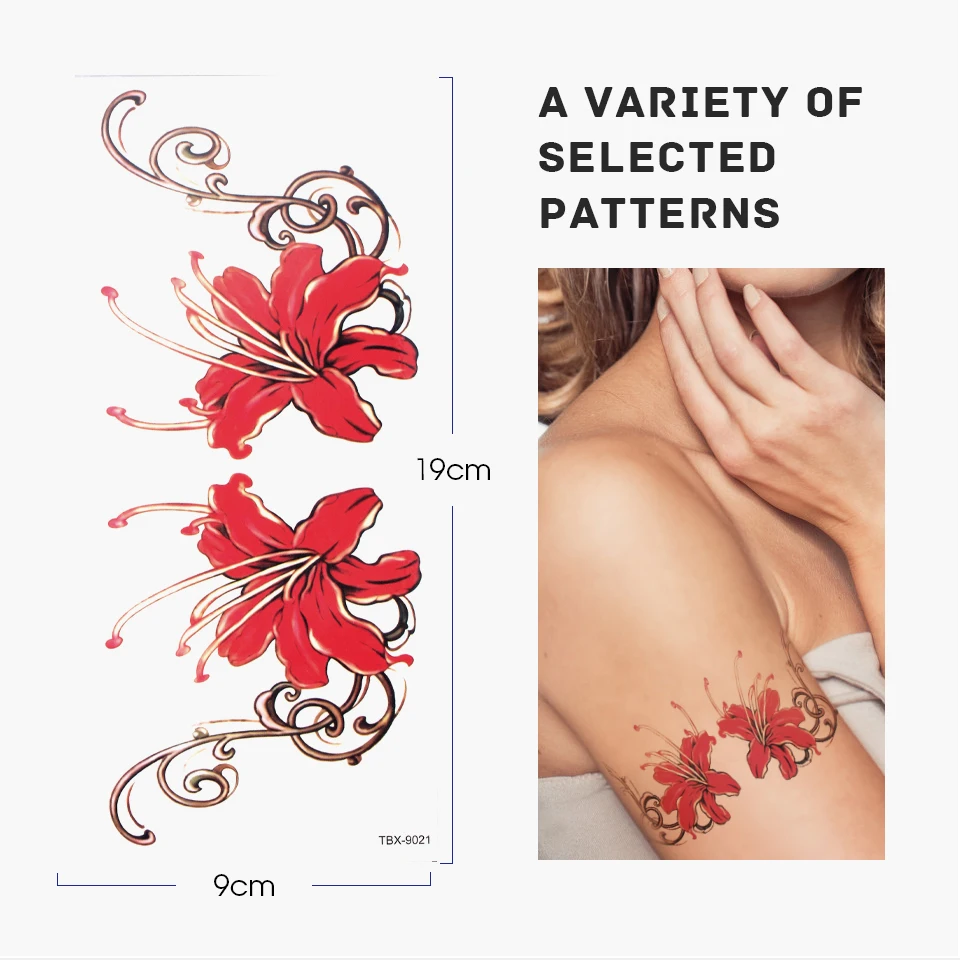 Flowers Temporary Tattoos Waterproof Body Art Concealer Stickers Disposable Tatou Age Temporaries Art Arm Fake Tattoos Sleeve