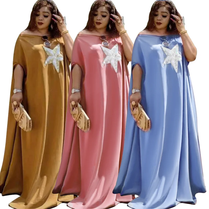 

Women's Plus Size Off-Shoulder Dress African Muslim Robe