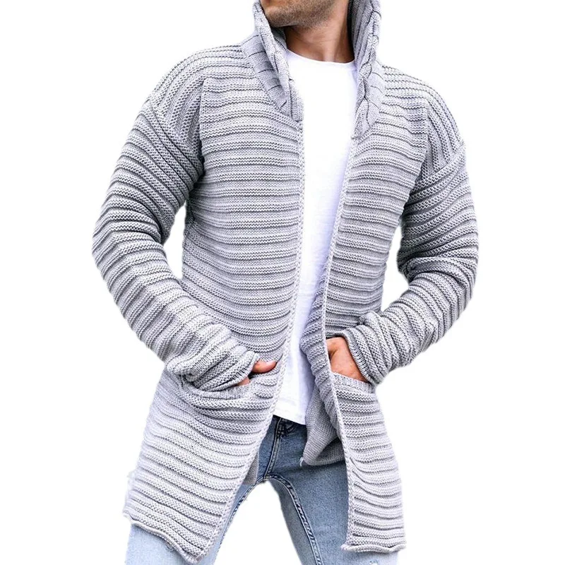 2023 Autumn and Winter New Cardigan Mens Knitted Sweater Solid Color Turtleneck Long-sleeved Coat Sweater Jackets