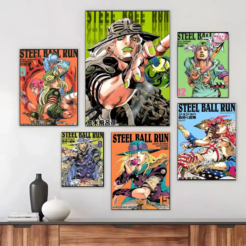 Anime S-Steel Ball Run Poster Moisture-proof Self-adhesive Decor Living Room Bedroom Party Bar Fade-resistant