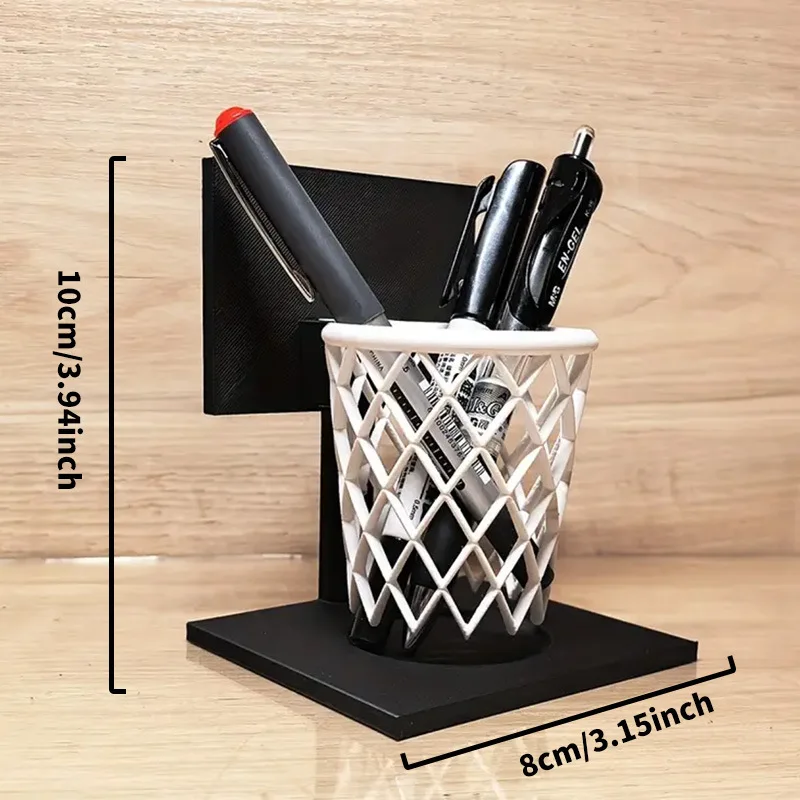 Basketball Hoop Pen Holder Creative Grid Desk Organizer: Home Office Sports Theme Stationery Storage Container Idear Gift