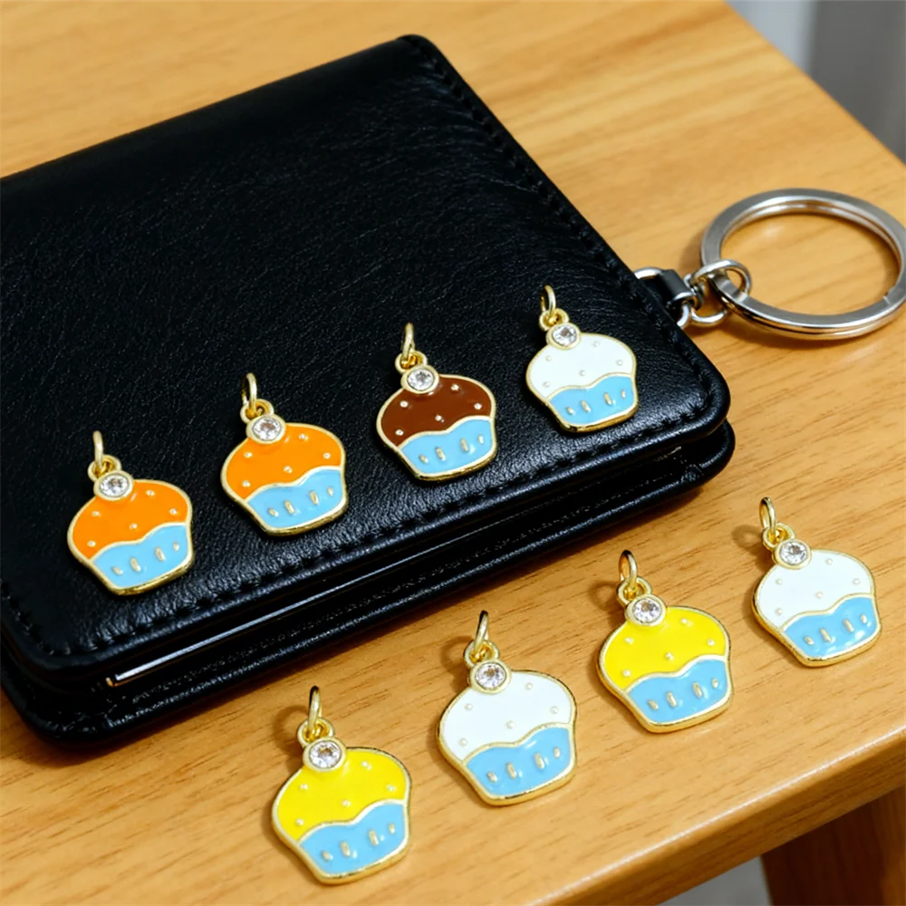 4 قطعة المعلقات النحاس الزركون المينا كب كيك سحر DIY بها بنفسك مجوهرات قلادة سوار ارتداء اليومي الإكسسوارات للرجال النساء #1