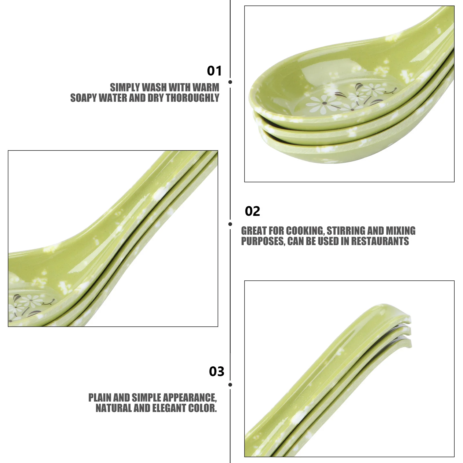 

8Pcs Heat Resistant Long Handle Hook Spoons Imitation Ceramic Soup Tableware for Kitchen Cooking Stirring and Mixing