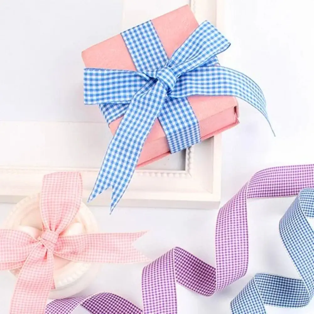 Nouveaux rubans à carreaux en treillis de 10 mm pour emballage cadeau, 50 yards, ruban pour nœuds, emballage cadeau, ruban en polyester fait main, artisanat de couture DIY
