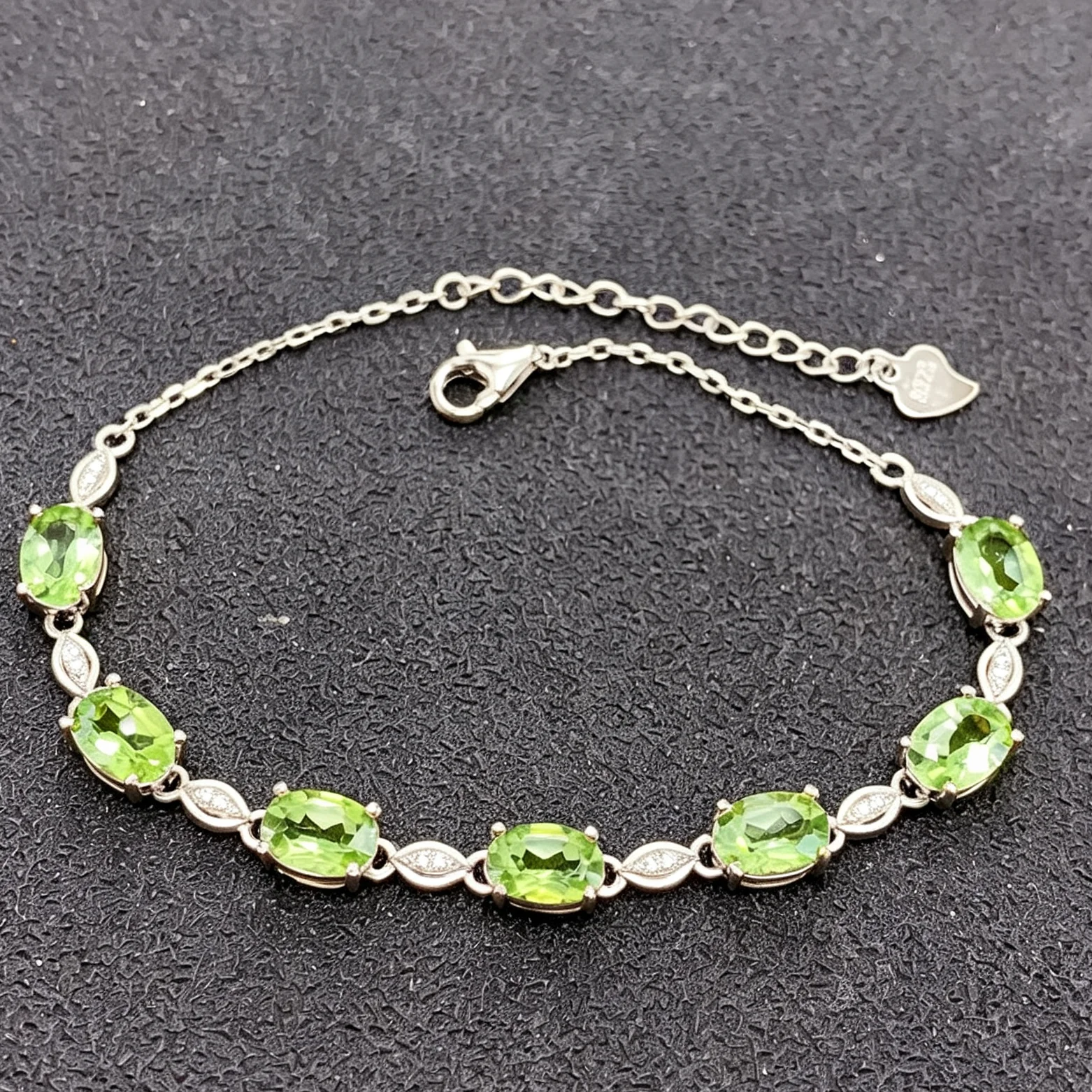 925 Sterling Silver Natural Peridot Bracelet with Certificate 5x7mm 4.2ct Peridot Jewelry Wedding Gift for Women Daily Wear