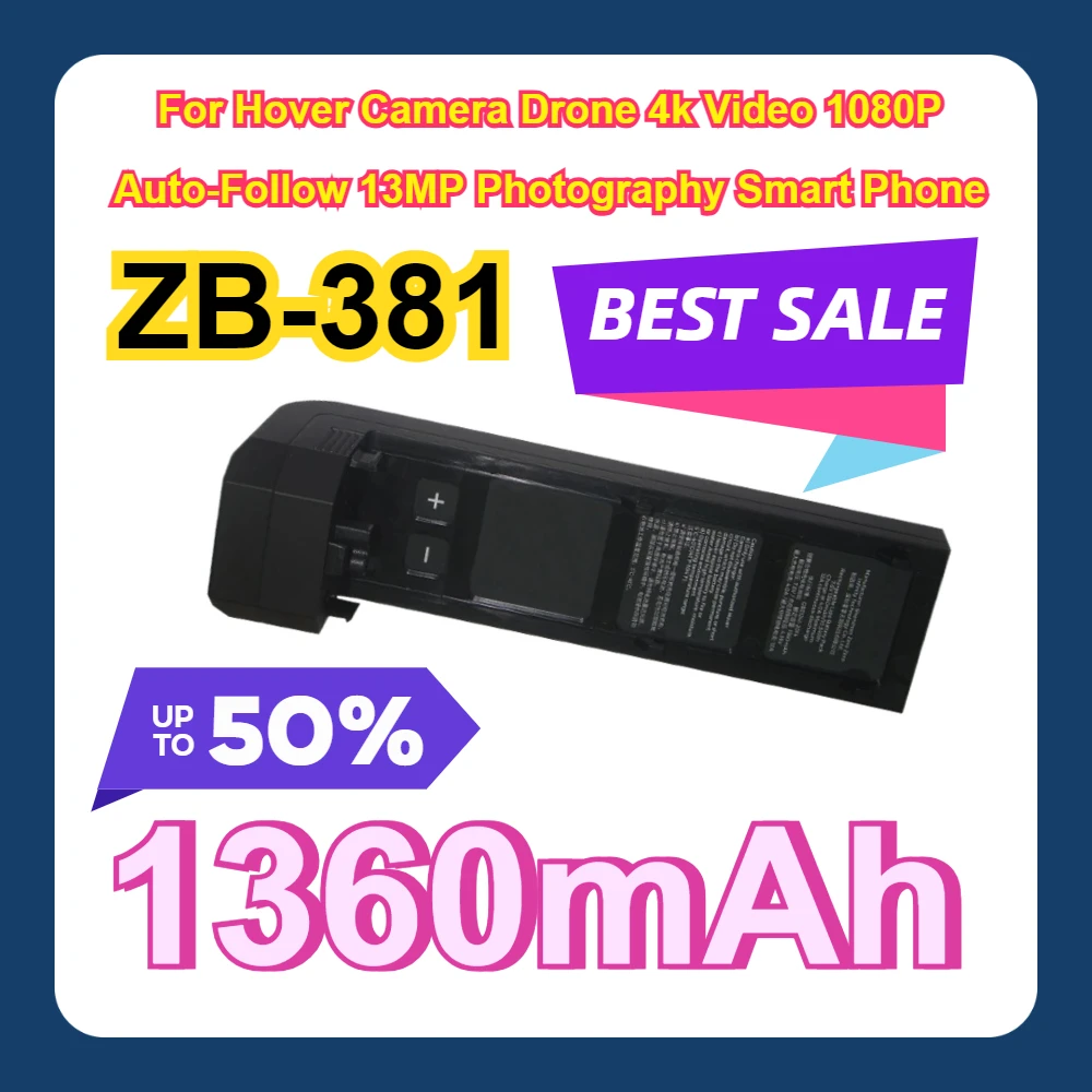 

1360mAh Battery ZB-381 For Hover Camera Drone 4k Video 1080P Auto-Follow 13MP Photography Smart Phone