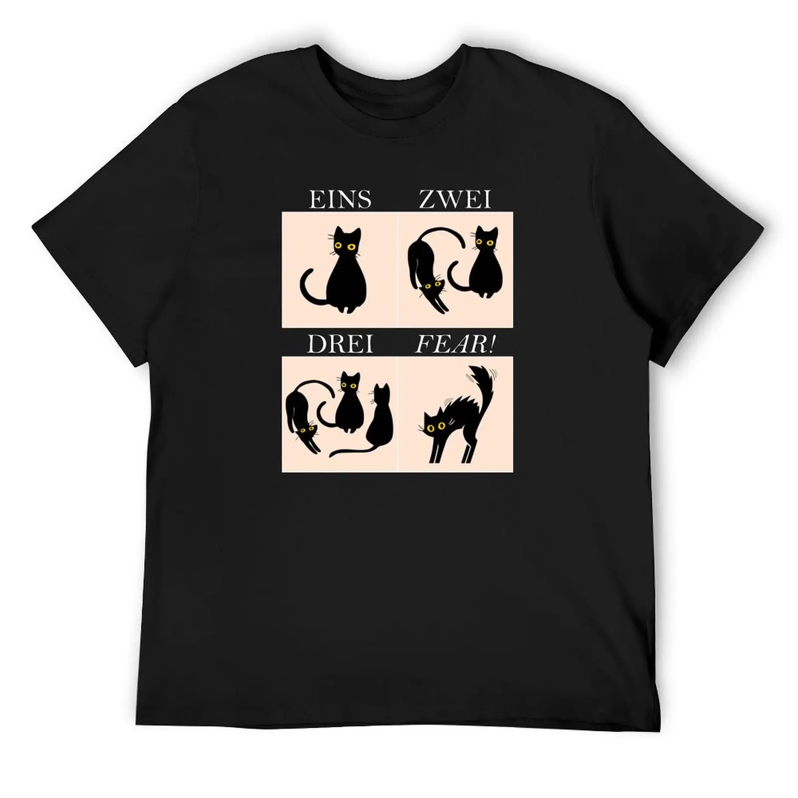 Learning German Fear: Eins, Zwei, Drei - Cat FEAR (dark background) T-Shirt plus size clothes mens t shirts pack