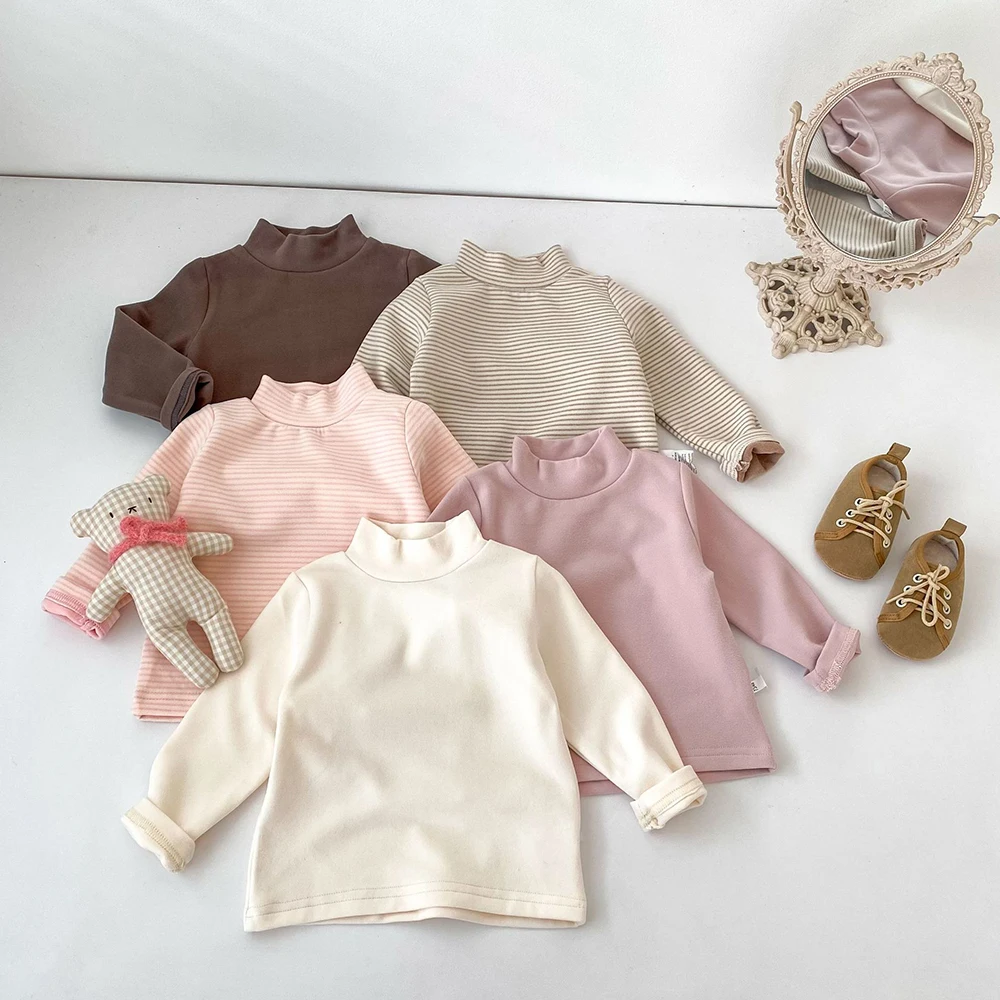 MILANCEL Autumn Children's Blouse 6M-4T Solid Color Warm Girls Undershirt Baby Boys Bottoming Shirt Kids Clothes Tops