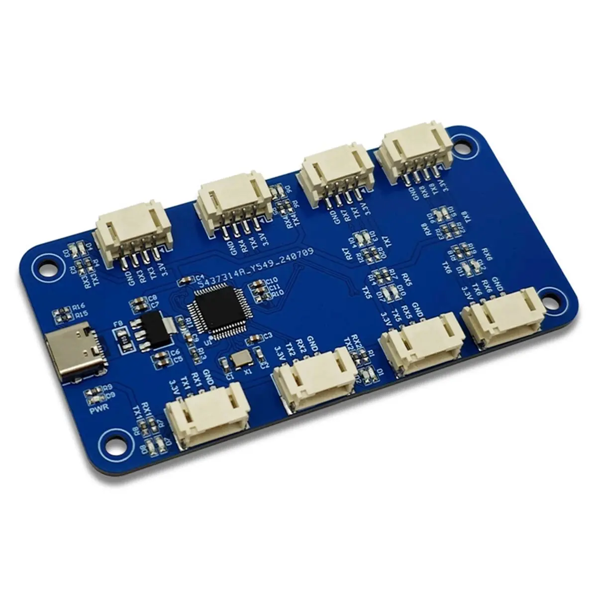 A10I CH344Q USB to 8CH TTL Serial Module Serial Port Type C to TTL High-Speed CH348 Chip Expansion Module